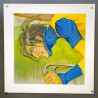 Aff. 52x52cm - Portrait Cycliste Maillot Jaune Etat B