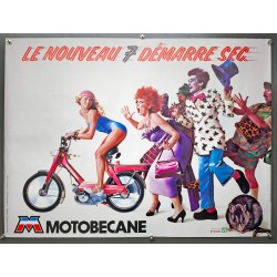 Aff. 80x60cm - Motobécane Le Nouveau 7 Démarre Sec Photomontage