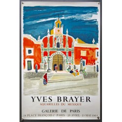 Aff. 50x77cm - Yves Brayer Aquarelles du Mexique Galerie de Paris 1964