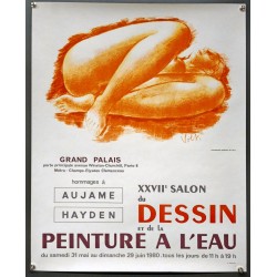 Aff. 49x65cm - Volti Femme Nue XVII Salon du Dessin et de la Peinture à l'Eau 1980