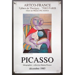 Aff. 38x58cm - Picasso La Lecture 1932 Lithographies Collection Marina Picasso 1985
