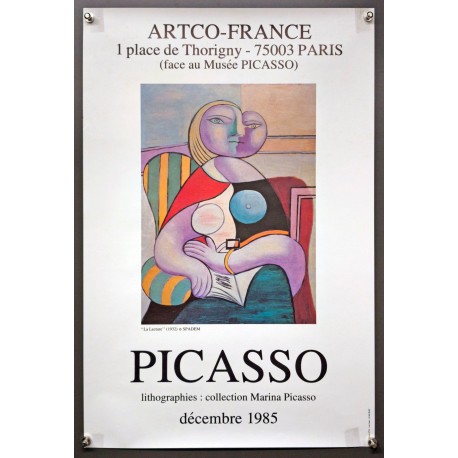 Aff. 38x58cm - Picasso La Lecture 1932 Lithographies Collection Marina Picasso 1985