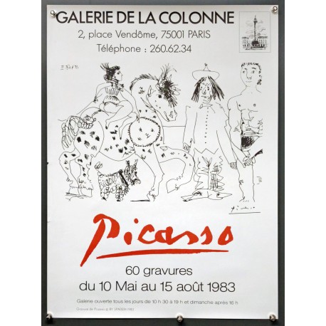 Aff. 45x62cm - Picasso 60 Gravures Galerie de la Colonne 1983