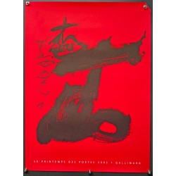 Aff. 44x59cm - Antoni Tapies Noir sur Rouge Le Printemps des Poètes 2003 Gallimard