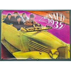 Aff. 63x45cm - Renault 1935 Photomontage Voiture Jaune