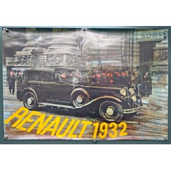 Aff. 63x45cm - Renault 1932 Voiture Noire Photomontage
