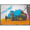 Aff. 63x45cm - Renault 1937 Voiture Bleue Photomontage