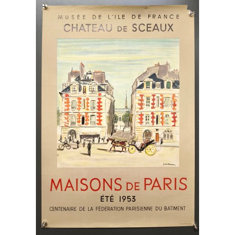 Aff. 40x60cm - Yves Brayer Eté 1953 Maisons de Paris Chateau de Sceaux
