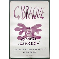 Aff. 40x60cm - Georges Braque Estampes Livres Galerie Adrien Maeght 1958