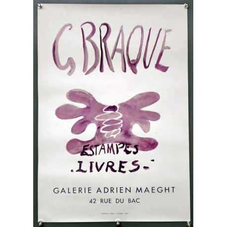 Aff. 40x60cm - Georges Braque Estampes Livres Galerie Adrien Maeght 1958