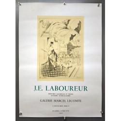 Aff. 47x65cm - JE Laboureur Peintures Aquarelles Dessins Galerie Marcel Lecomte 1974