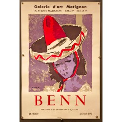 Aff. 47x70cm - Benn Galerie d'art Matignon Nocturne tous les vendredi 1970