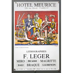 Aff. 40x60cm - Fernand Léger Les Cyclistes au bois de Boulogne Hotel Meurice 1987