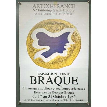 Aff. 40x60cm - Georges Braque Hommage aux Bijoux et sculptures précieuses Artco 1985