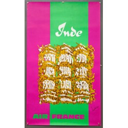 Aff. 60x100cm - Air France Inde Georges Mathieu Etat B+