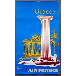 Aff. 60x100cm - Air Farnce Grèce Geroges Mathieu Etat B+