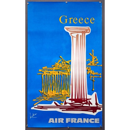 Aff. 60x100cm - Air Farnce Grèce Geroges Mathieu Etat B+