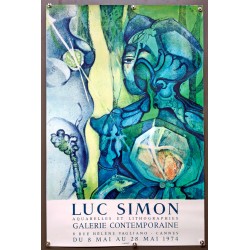 Aff. 48x73cm - Luc Simon Aquarelles Lithographies Galerie Contemporaine 1974