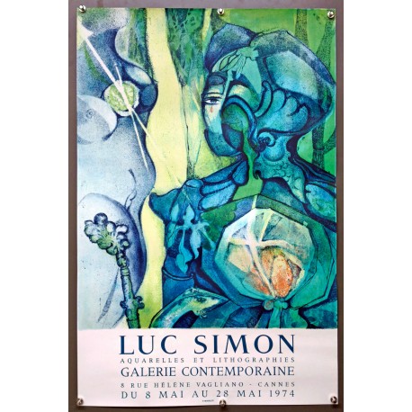 Aff. 48x73cm - Luc Simon Aquarelles Lithographies Galerie Contemporaine 1974