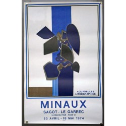 Aff. 49x77cm - Minaux Aquarelles Lithographies Sagot Le Garrec 1974