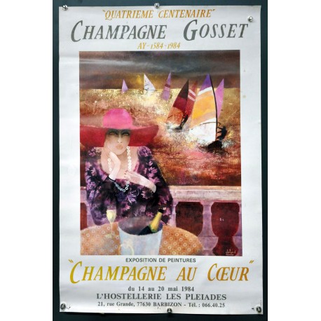 Aff. 50x74cm - Champagne Gosset Champagne au Coeur Quatrième Centenaire 1984