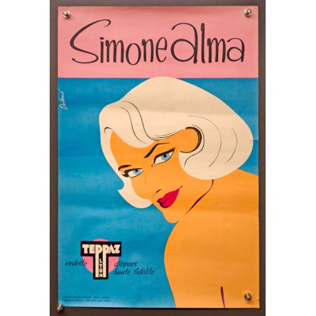 Aff. 35x51cm - Disques Teppaz Simone Alma non entoilée