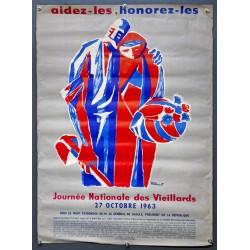 Aff. 58x77cm - Aidez Honorez Les Journée nationale des Vieillards 1963