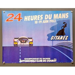 Aff. 53x40cm - 24 heures du Mans Championnat du monde 1983 Gitanes