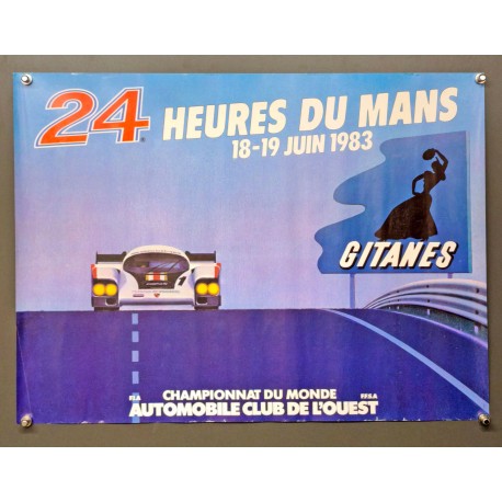 Aff. 53x40cm - 24 heures du Mans Championnat du monde 1983 Gitanes