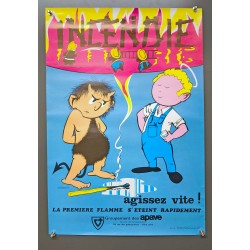 Aff. 40x60cm - Incendie Agissez vite La Première Flamme s'éteint rapidement Apave