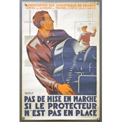 Aff. 39x59cm - Pas de mise en marche si le protecteur n'est pas en place