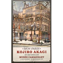 Aff. 40x63cm - Kojiro Akagi Mon Paris 100 Aquarelles Musée Carnavalet 1979