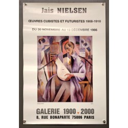Aff. 40x60cm - Jais Nielsen Autoportrait Oeuvres Cubistes et Futuristes 1986 Galerie 1900 2000