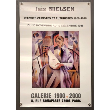Aff. 40x60cm - Jais Nielsen Autoportrait Oeuvres Cubistes et Futuristes 1986 Galerie 1900 2000