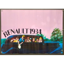 Aff. 64x45cm - Renault 1934 Enfants Tête par la Fenêtre