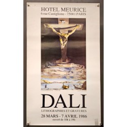 Aff. 41x70cm - Dali Le Christ de Saint Jean de la Croix Lithographies et Gravures Hotel Meurice 1986