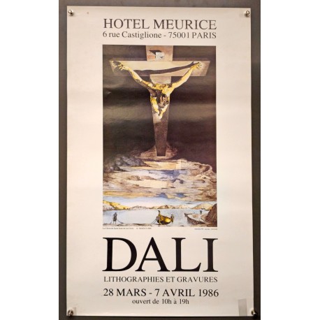 Aff. 41x70cm - Dali Le Christ de Saint Jean de la Croix Lithographies et Gravures Hotel Meurice 1986