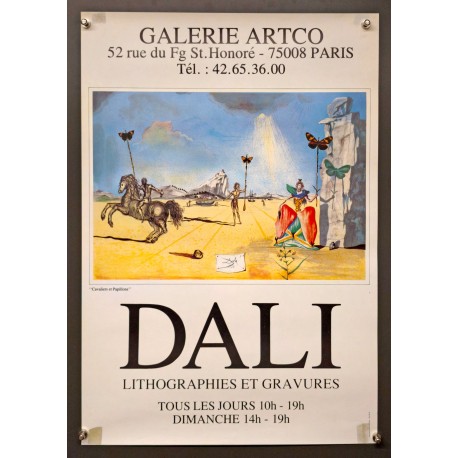 Aff. 40x58cm - Dali Cavaliers et Papillons Galerie Artco