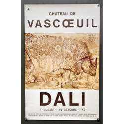 Aff. 40x62cm - Dali Rhinocéros Chateau de Vascoeuil 1973