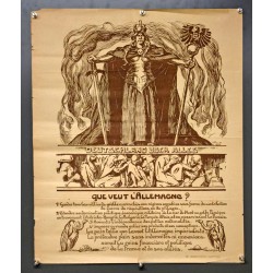 Aff. 49x60cm - Que veut l'Allemagne Deutschland Uber Alles 1918