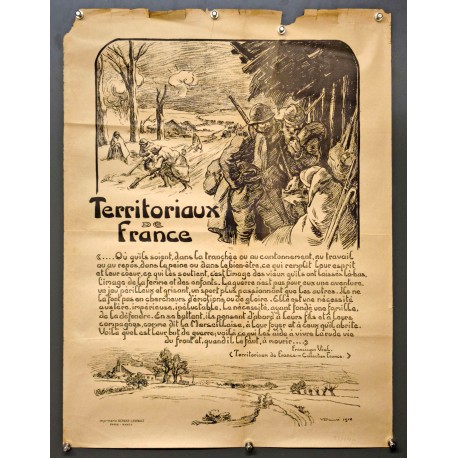 Aff. 50x64cm - Territoriaux de France Francisque Vial 1918