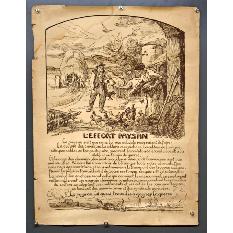 Aff. 50x65cm - L'Effort Paysan 1918