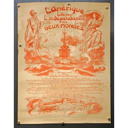 Aff. 47x61cm - L'Amérique Lutte pour l'Indépendance des Deux Mondes 1918