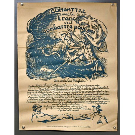 Aff. 48x62cm - Combattre avec la France c'est Combattre pour la Victoire 1918