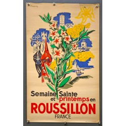 Aff. 37x60cm - Semaine Sainte et Printemps en Rousillon France