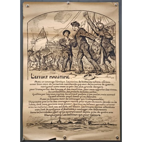 Aff. 45x64cm - L'Effort Maritime 1918