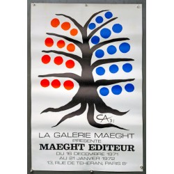 Aff. 50x79cm - Galerie Maeght Arbre Pois Rouges et Bleus 1971