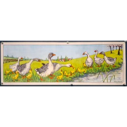 Aff. 77x26cm - Printemps La Campagne Oies et Cannetons 1951
