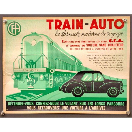 Aff. 39x30cm - CFA Train Auto La formule Moderne du Voyage