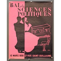 Aff. 40x54cm - Bal des Sciences Politiques 1956